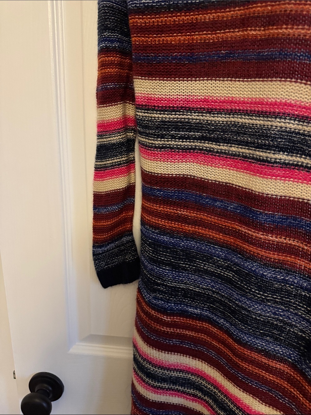 Rue21 Striped Multicolor Open Cardigan with Navy Trim - Picture 6 of 7